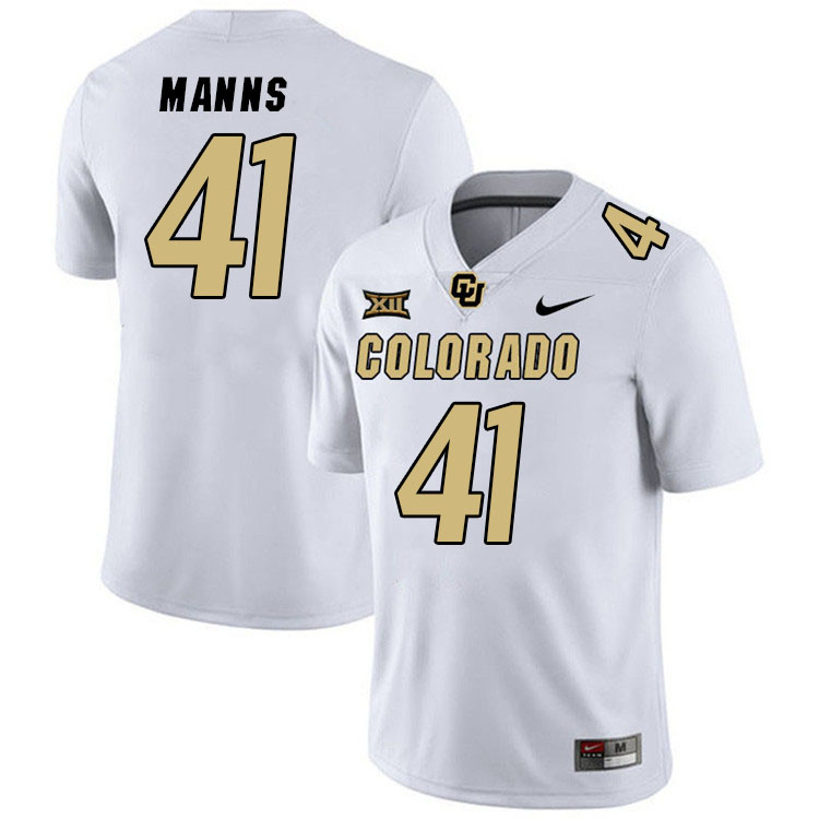 Colorado Buffaloes #41 Khairi Manns Big 12 Conference College Football Jerseys Stitched Sale-White